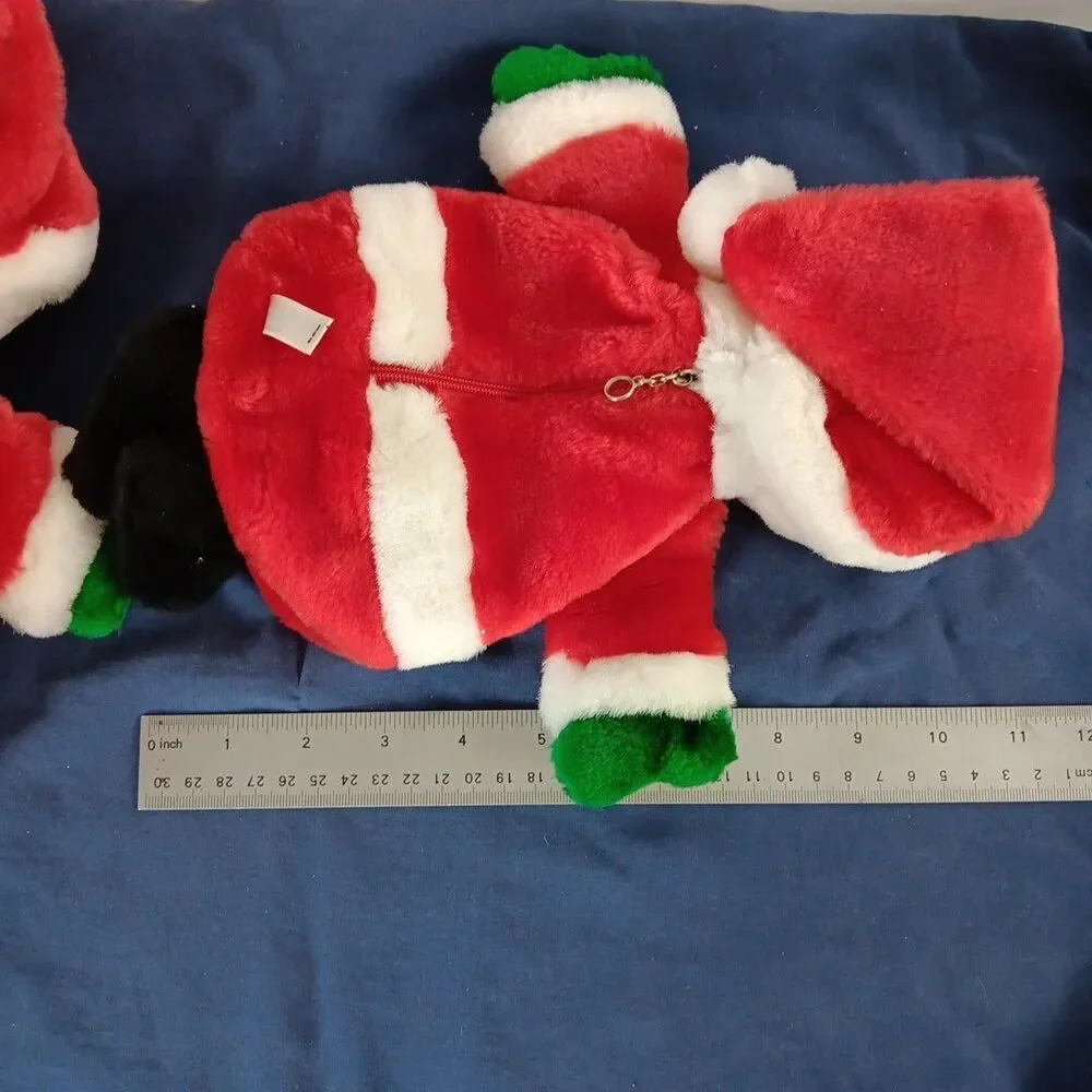 Vintage Santa Plush Pouch Christmas Decor Silent Craft Zipper Closer Satin Soft